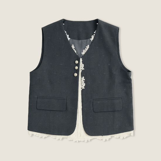 Women's Elegant Pearl Button Vest A10258