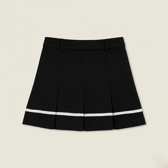 Women's Stylish A Line Mini Skirt with Color Block and Rolled Edges A10075