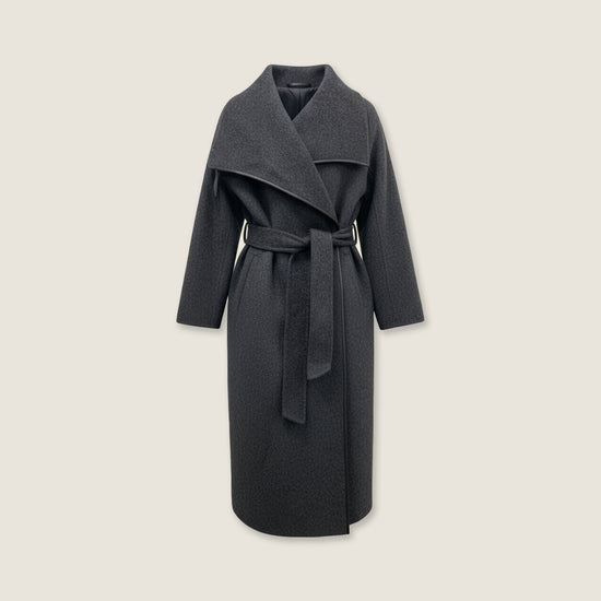Ivory Wool Coat with Camel Trim M31N