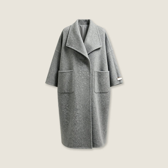 Draped Merino Wool Long Coat M31N