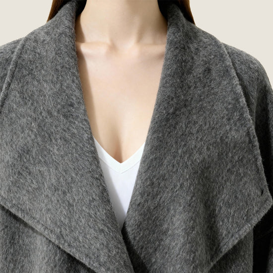 Draped Merino Wool Long Coat M31N