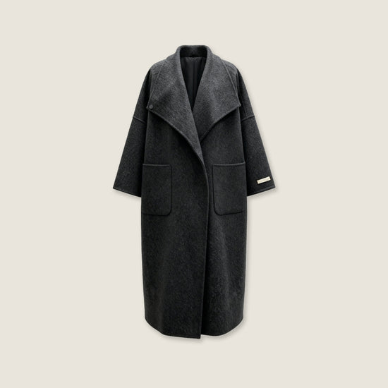 Draped Merino Wool Long Coat M31N