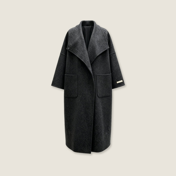 Draped Merino Wool Long Coat M31N