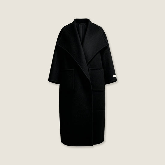 Draped Merino Wool Long Coat M31N