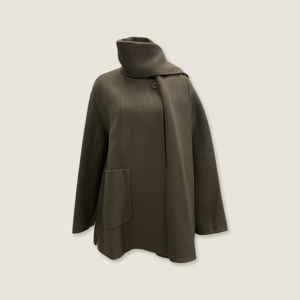 Structured Merino Wool Wrap Coat M31N