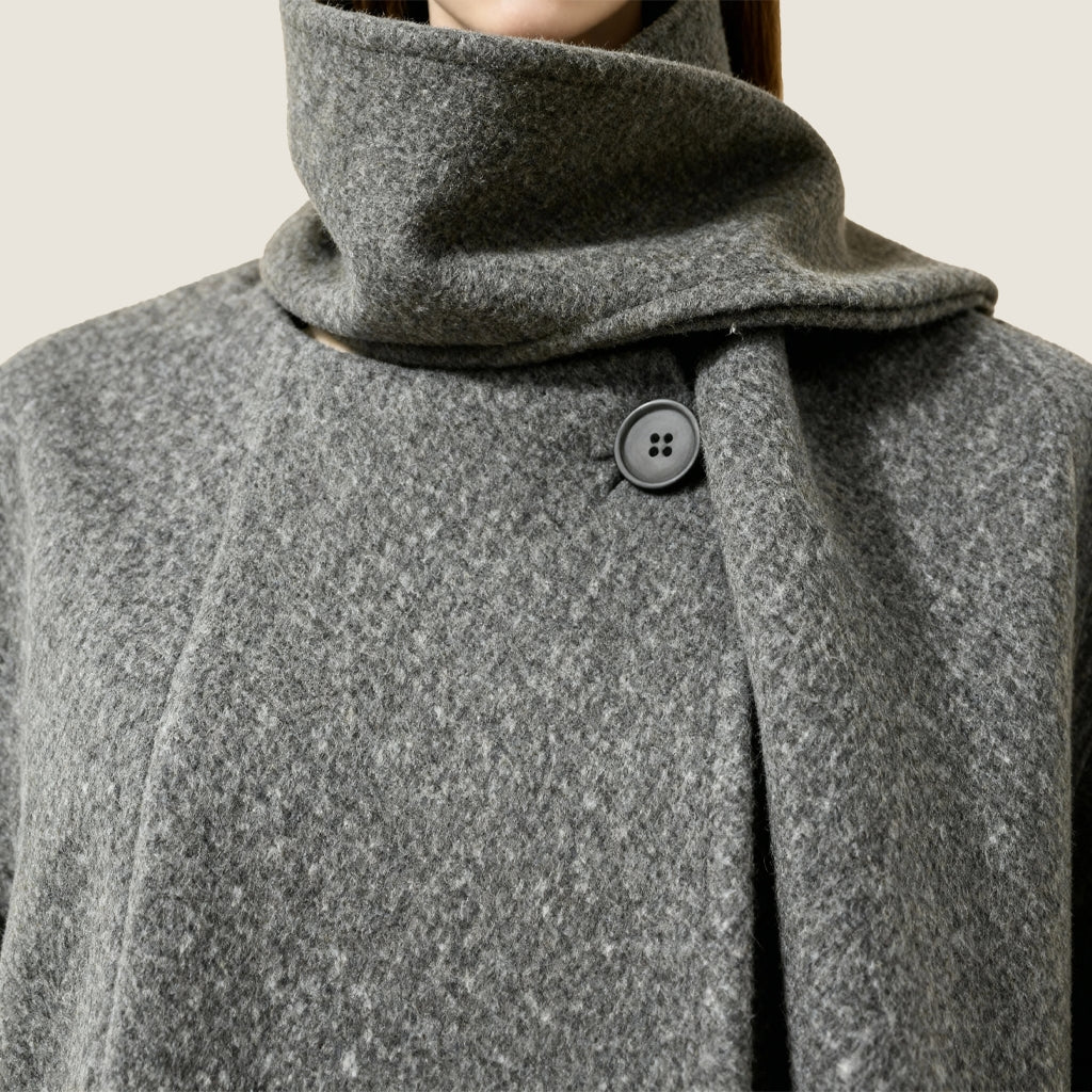 Structured Merino Wool Wrap Coat M31N
