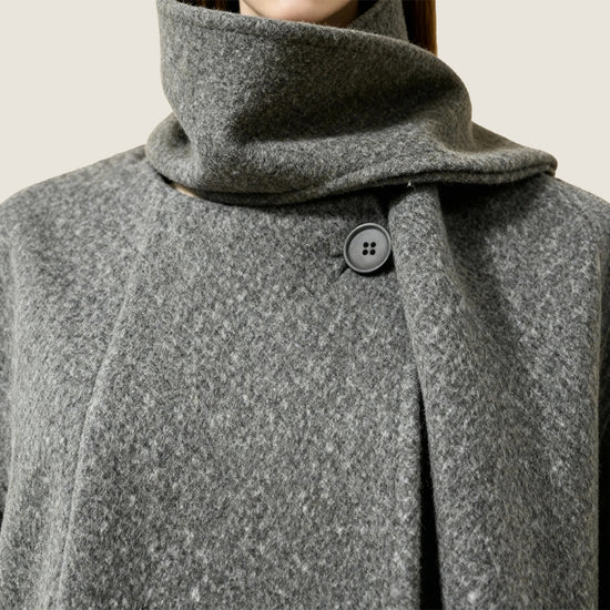 Structured Merino Wool Wrap Coat M31N