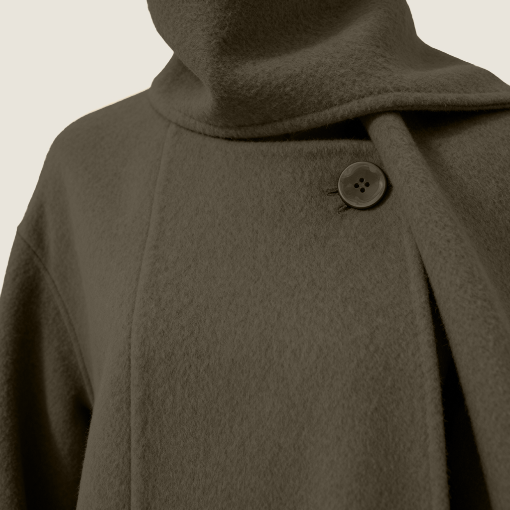 Structured Merino Wool Wrap Coat M31N