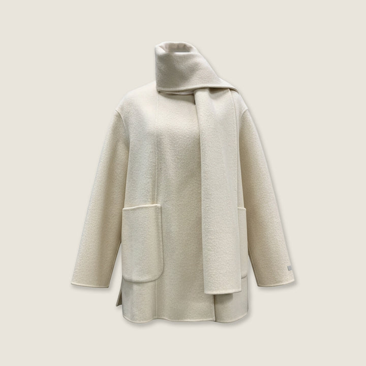 Structured Merino Wool Wrap Coat M31N
