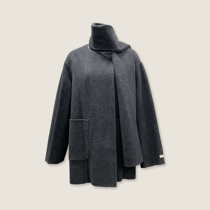Structured Merino Wool Wrap Coat M31N
