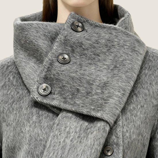 Double-Breasted Wool Jacket with Scarf Detail M31N