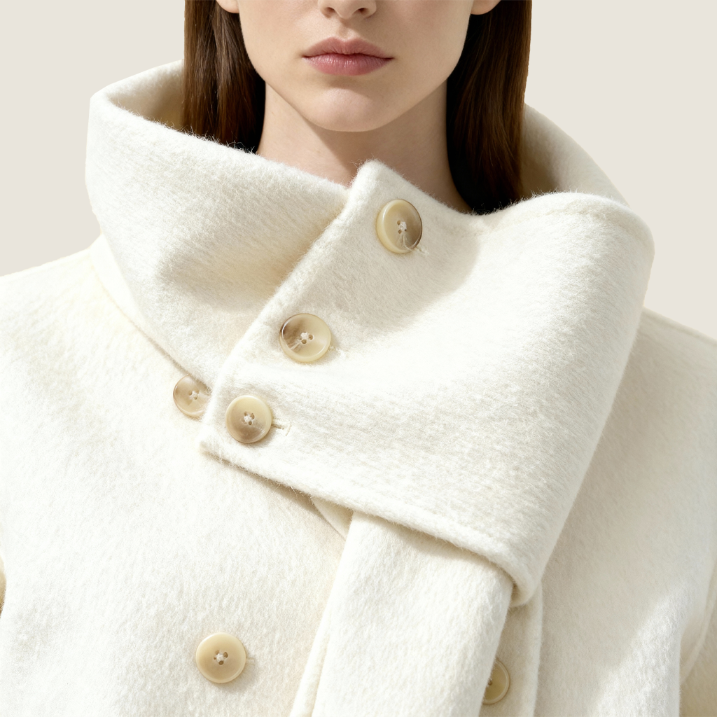 Double-Breasted Wool Jacket with Scarf Detail M31N