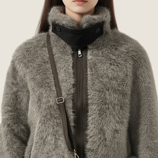 Plush Contrast Zip Jacket M31N