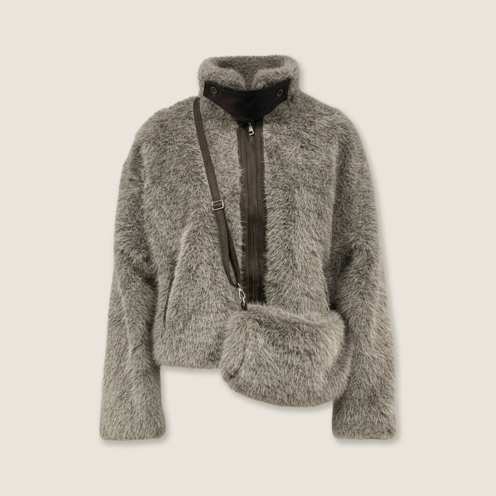 Plush Contrast Zip Jacket M31N