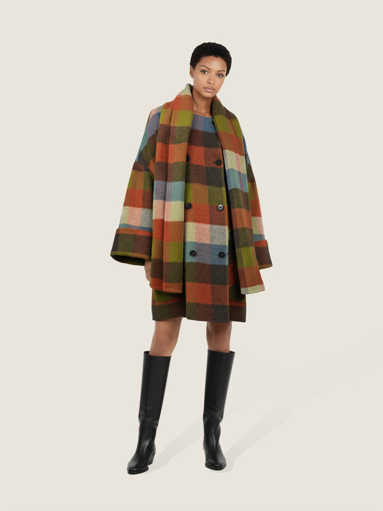 Check Coat with Scarf M31N
