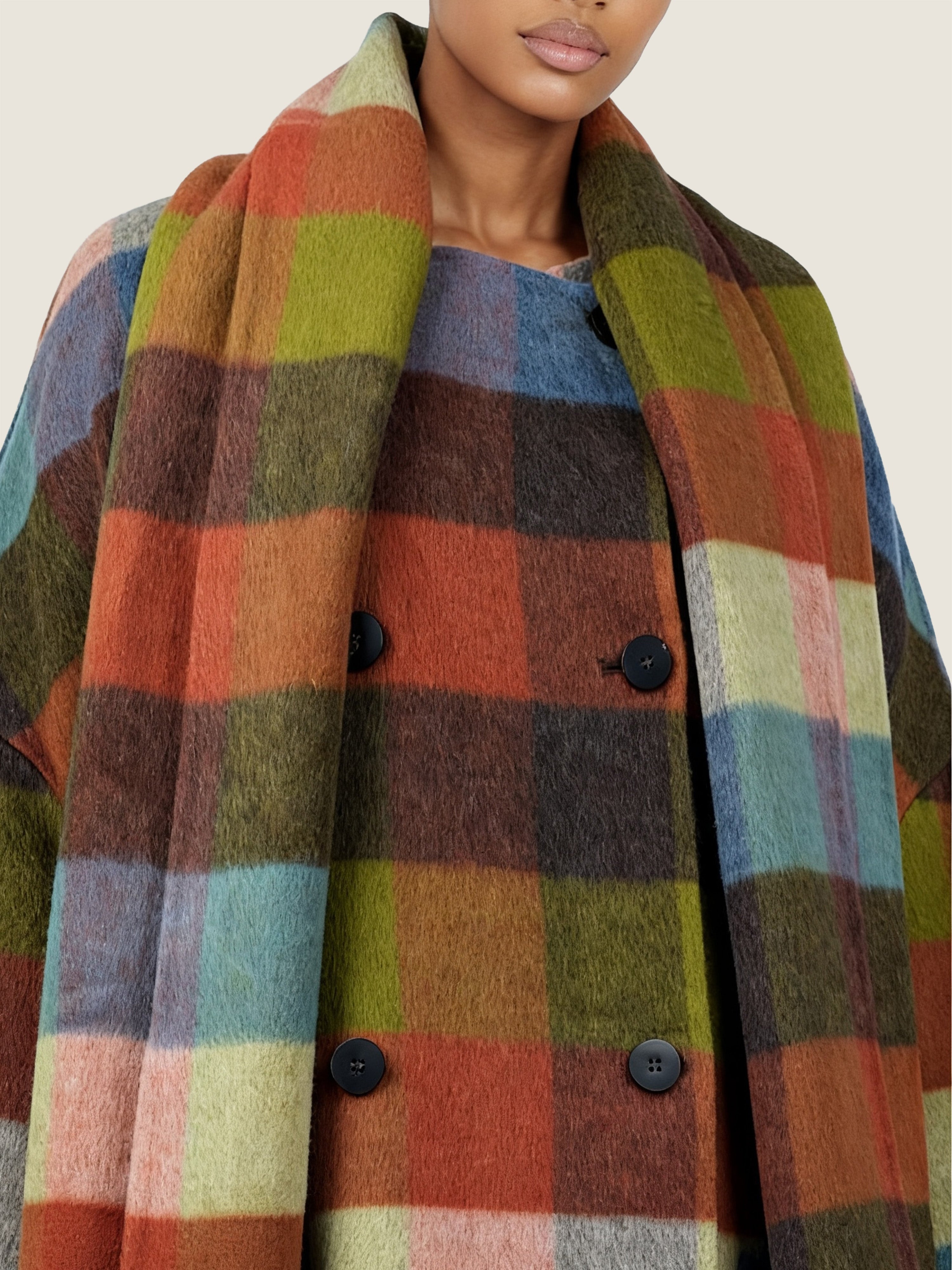 Check Coat with Scarf M31N