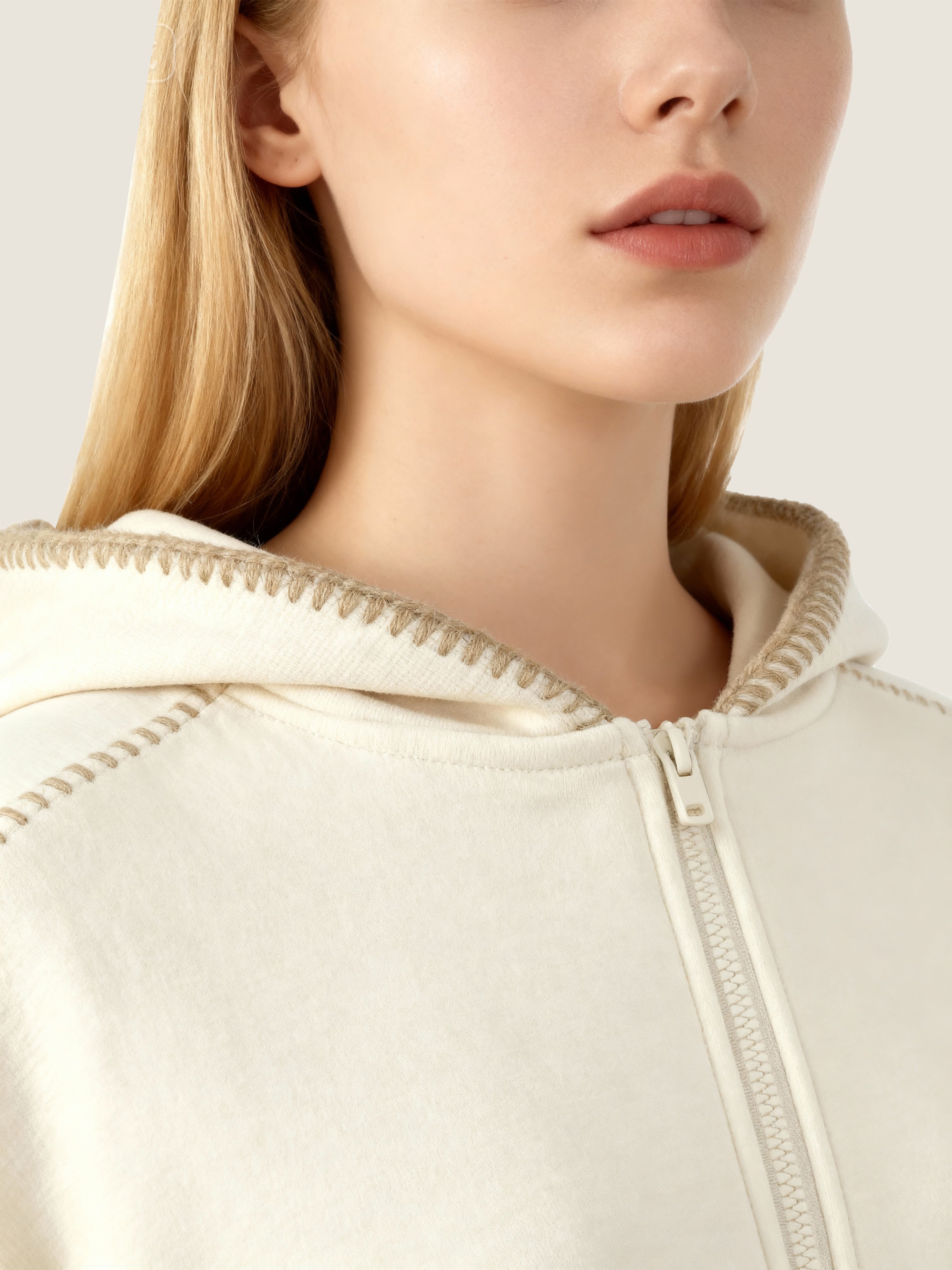 Stitch-Detail Zip Hoodie & Wide-Leg Pants Set M31N