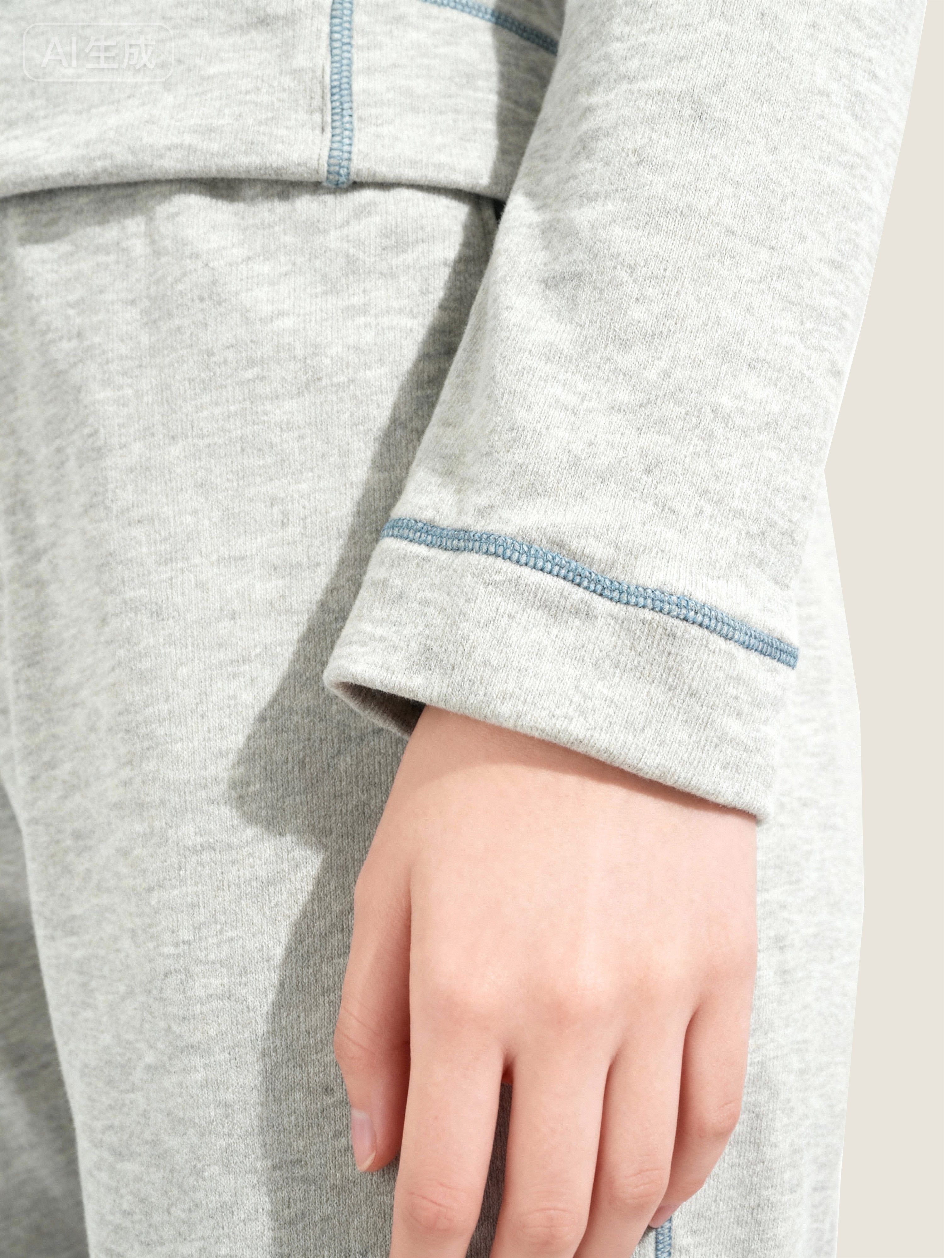 Contrast Stitch Two-Piece Set M31N