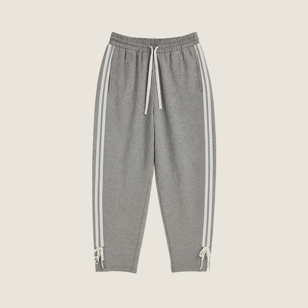 Women's Drawstring Sweatpants with Side Stripes and Tie Cuffs-Trendy Casual Joggers A10080