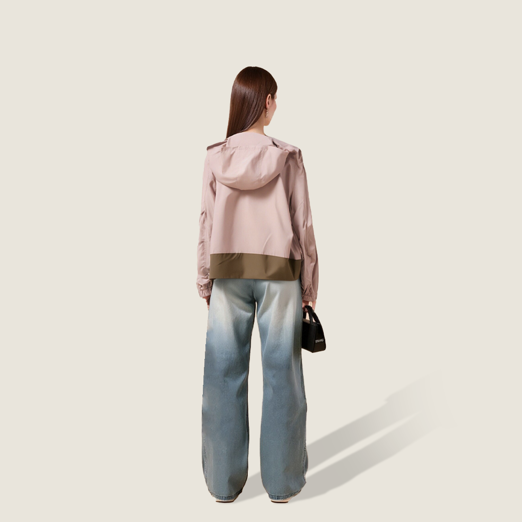 Women's Color-Block Lightweight Hooded Short Jacket A10170