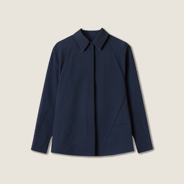 Women's Solid Color Minimalist Turn Down Collar Long Sleeves Shirt A10162
