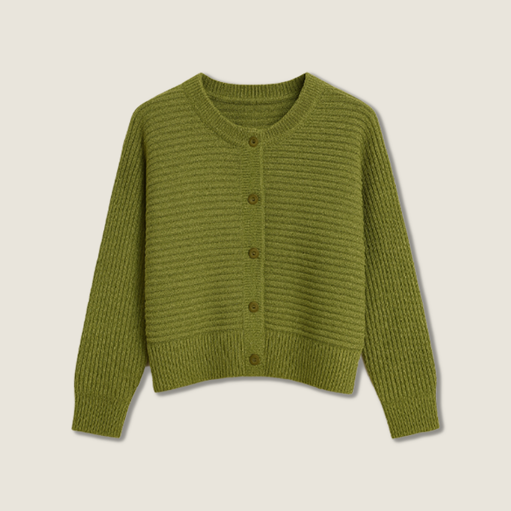 Women's Ribbed Knit Cardigan Button-Front Cropped Sweater A10308