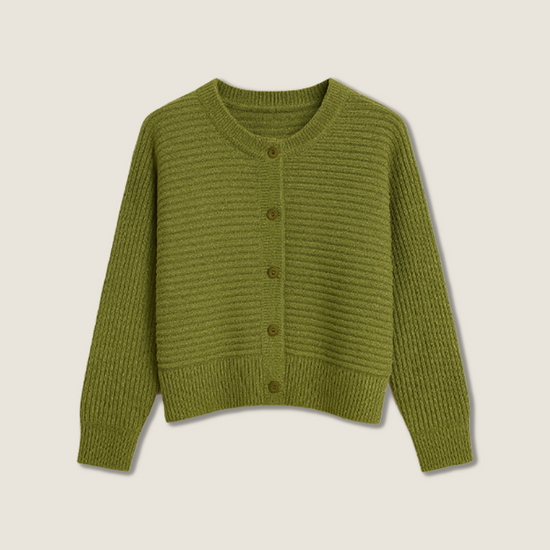 Women's Ribbed Knit Cardigan Button-Front Cropped Sweater A10308