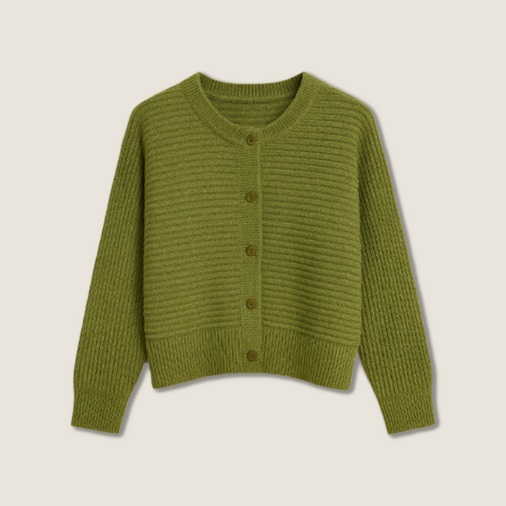 Women's Ribbed Knit Cardigan Button-Front Cropped Sweater A10308