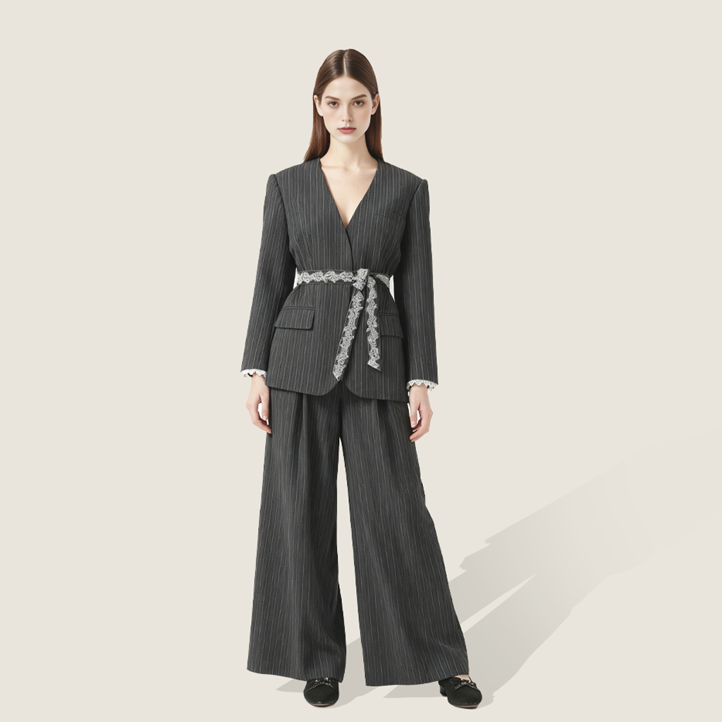 Tailored Single-Breasted Jacket with Flared Pants - M31N