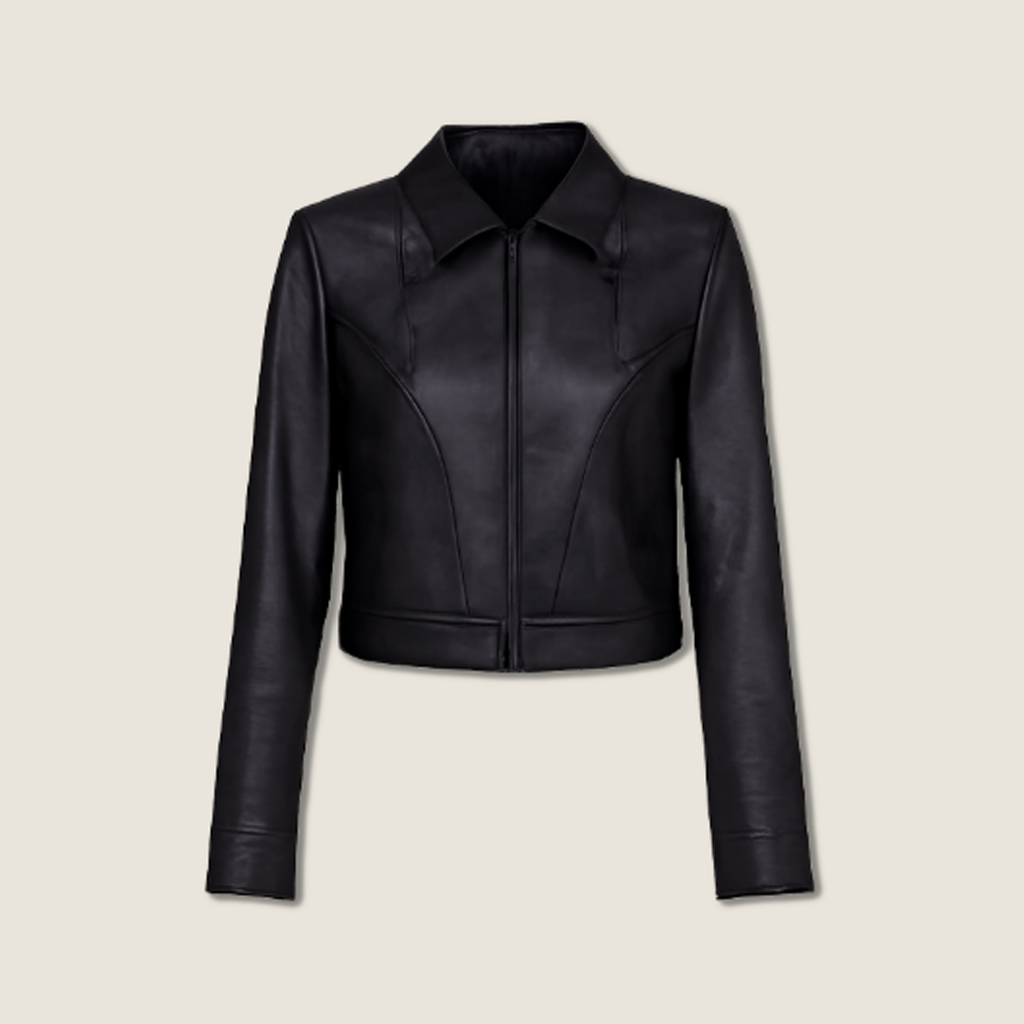 Women's Vegan Leather Lapel Jacket Trendy Urban Street Style A10216