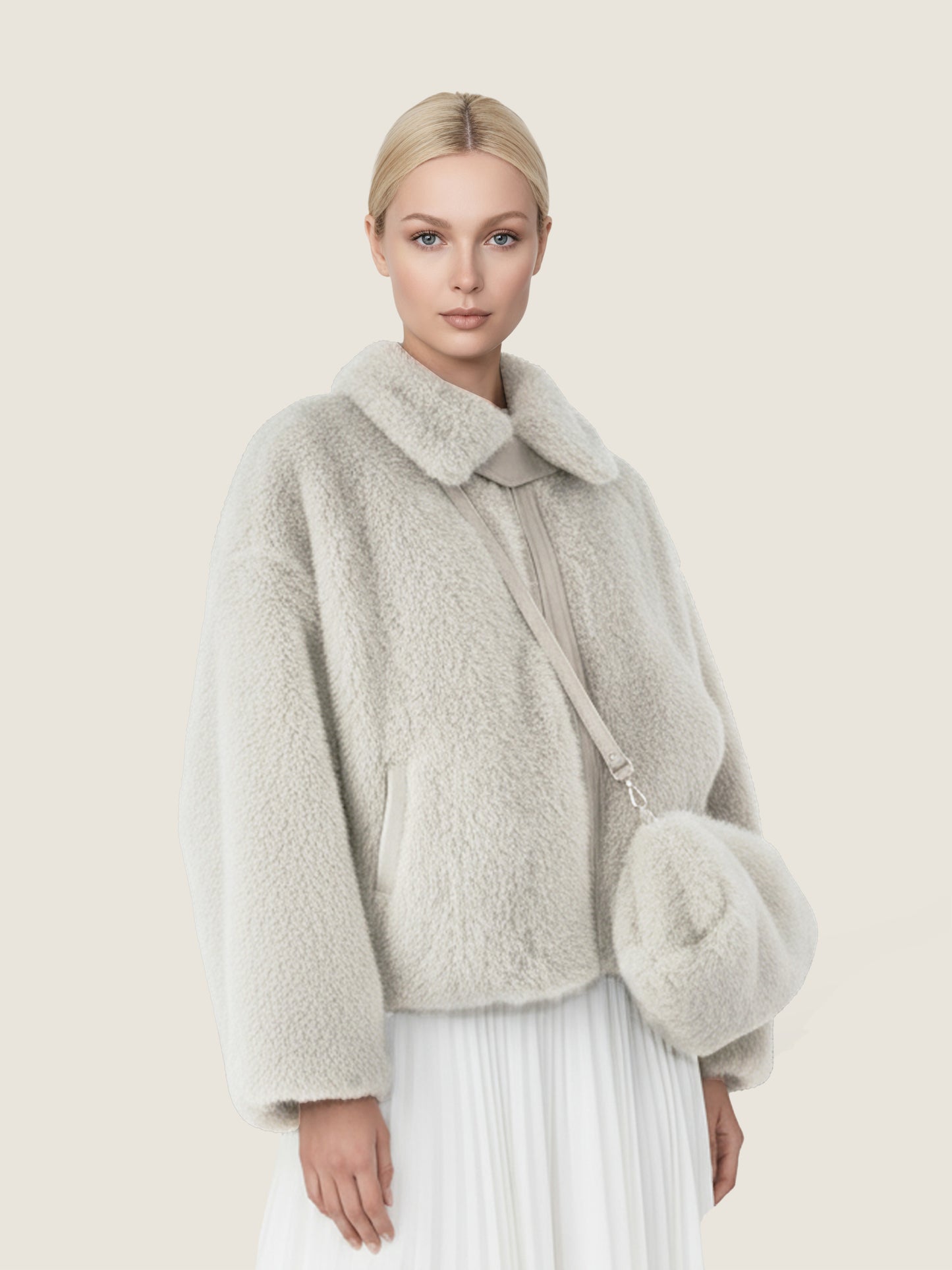 Plush Contrast Zip Jacket M31N