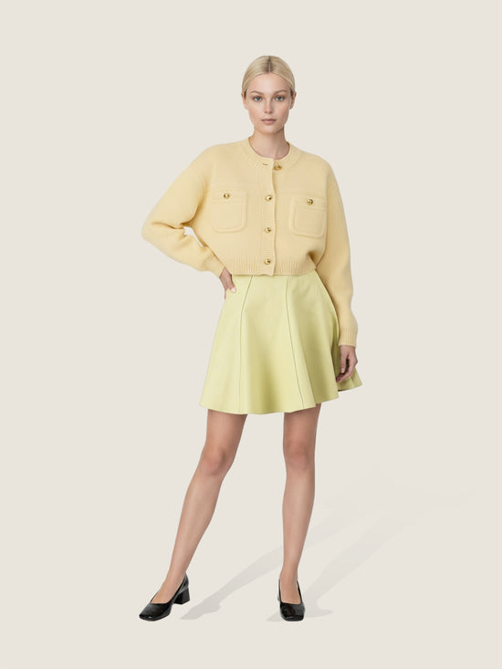 High-Waist Lambskin Ruffle Skirt M31N