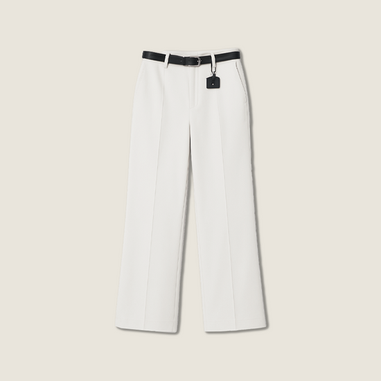 Women's High-Waisted Wide-Leg Pants with Belt and Mini Bag Charm A10183