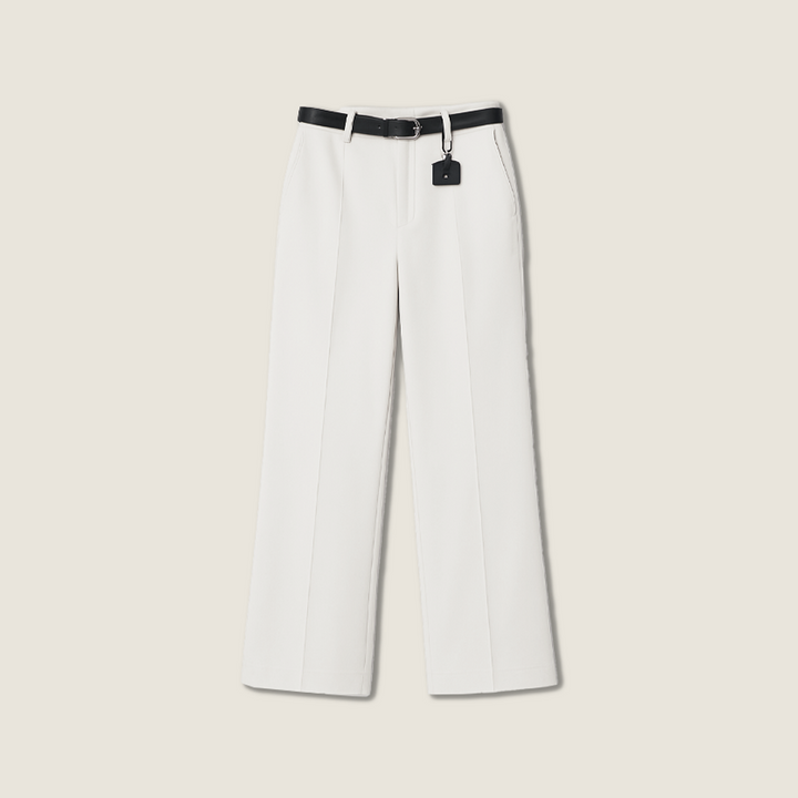 Women's High-Waisted Wide-Leg Pants with Belt and Mini Bag Charm A10183