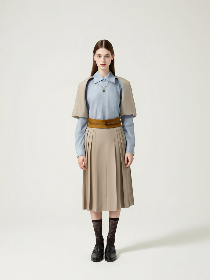 [M31N] Women's Urban Style Woven Shirt and Skirt Set Casual Two Piece Outfit 93111