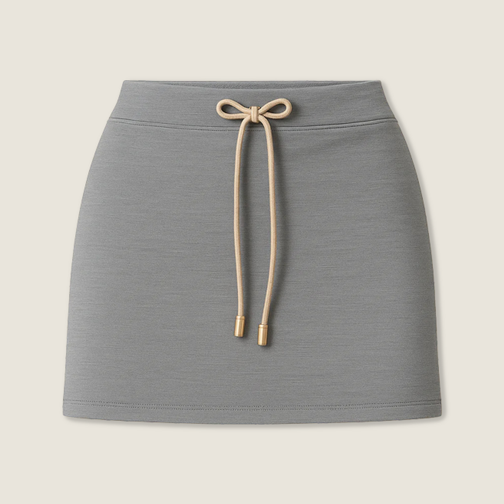 Women's Drawstring Soft Touch Mini Skirt Trendy High-Waisted Casual Skirt A10006