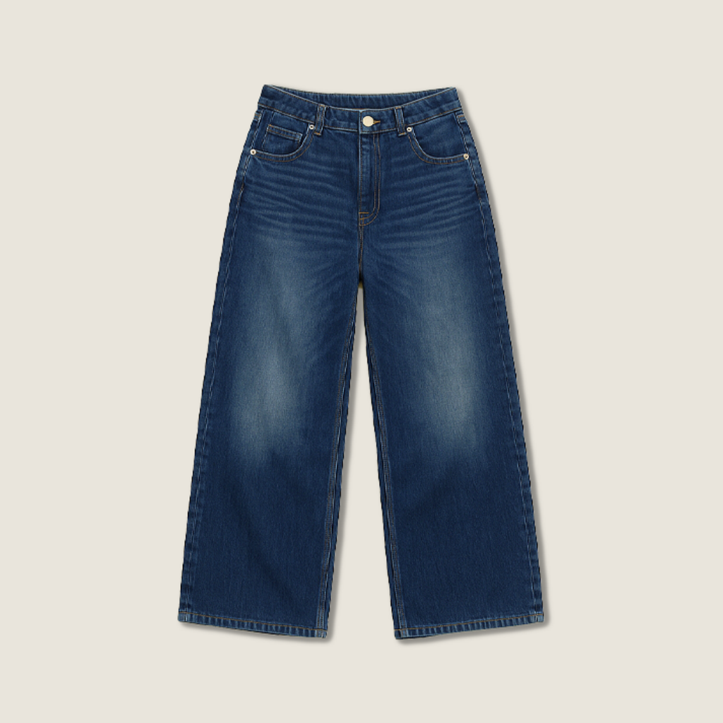 Women's Trendy Vintage Denim Baggy High Waisted Wide-Leg Pants A10175