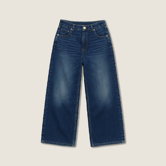 Women's Trendy Vintage Denim Baggy High Waisted Wide-Leg Pants A10175