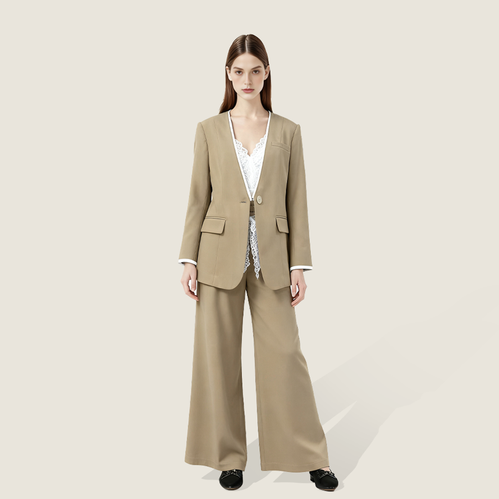 Tailored Single-Breasted Jacket with Flared Pants - M31N