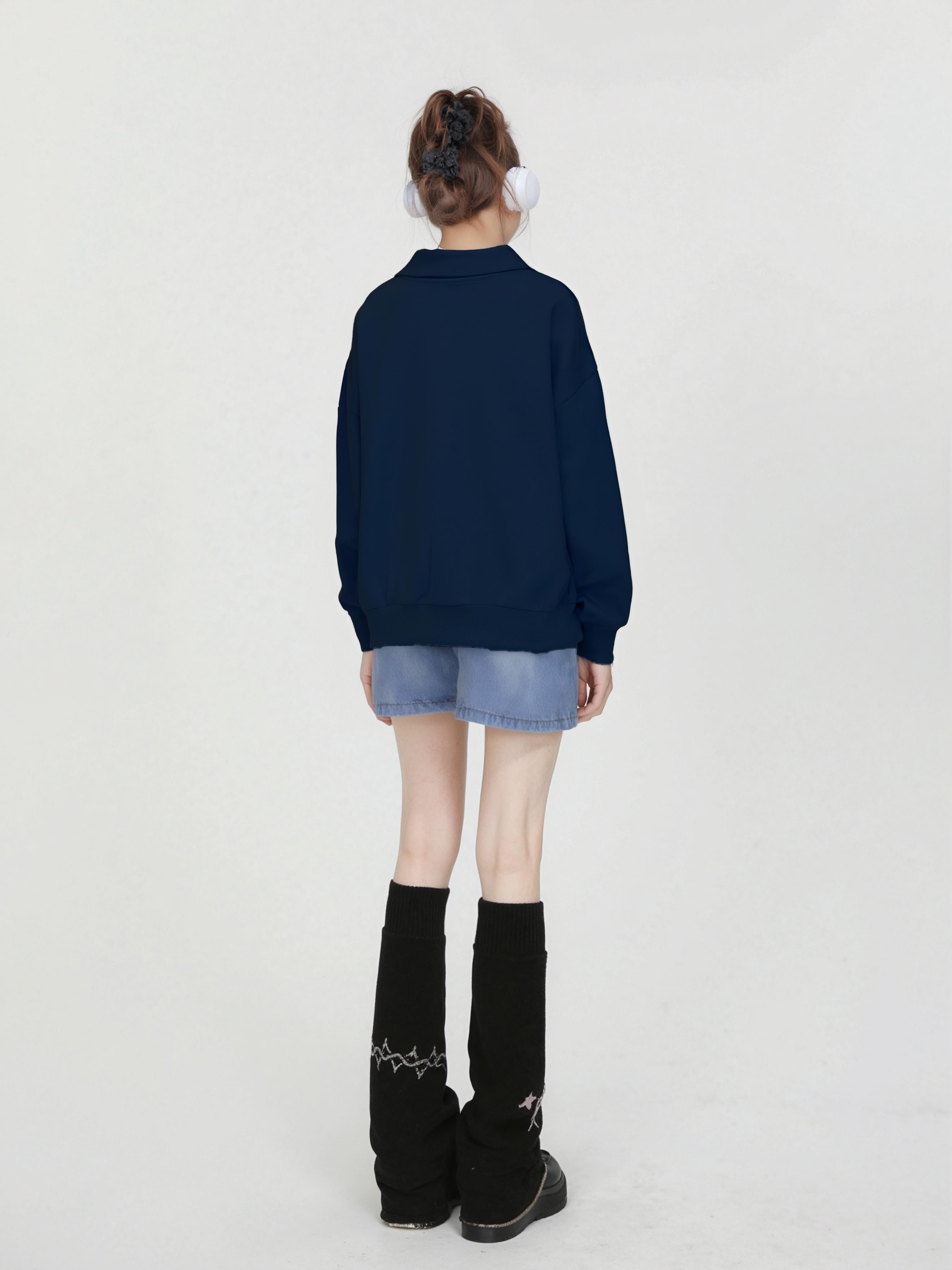 Polo Collar Long-Sleeved Top A10029