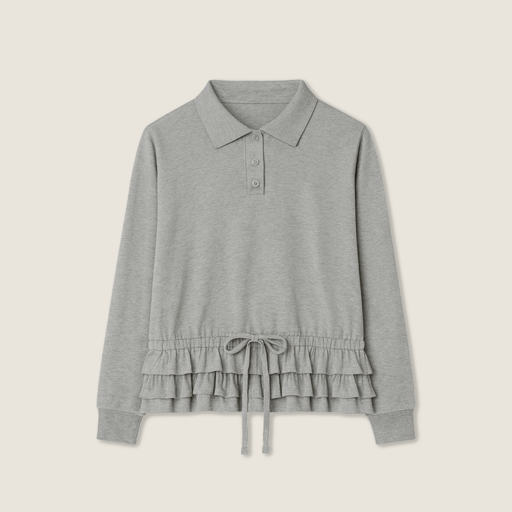 Ruffle-Hem Polo Dress A10071