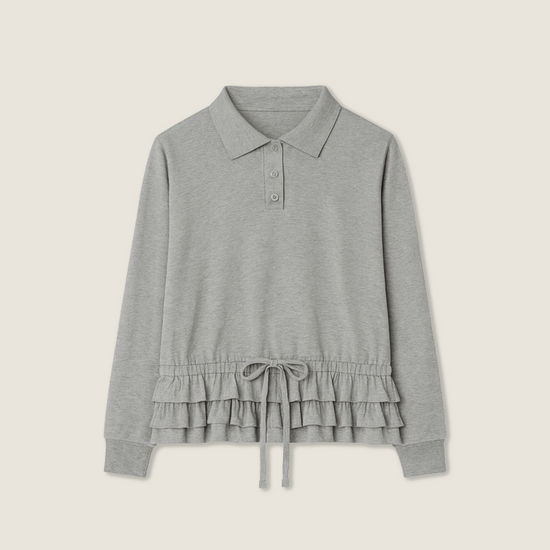 Ruffle-Hem Polo Dress A10071