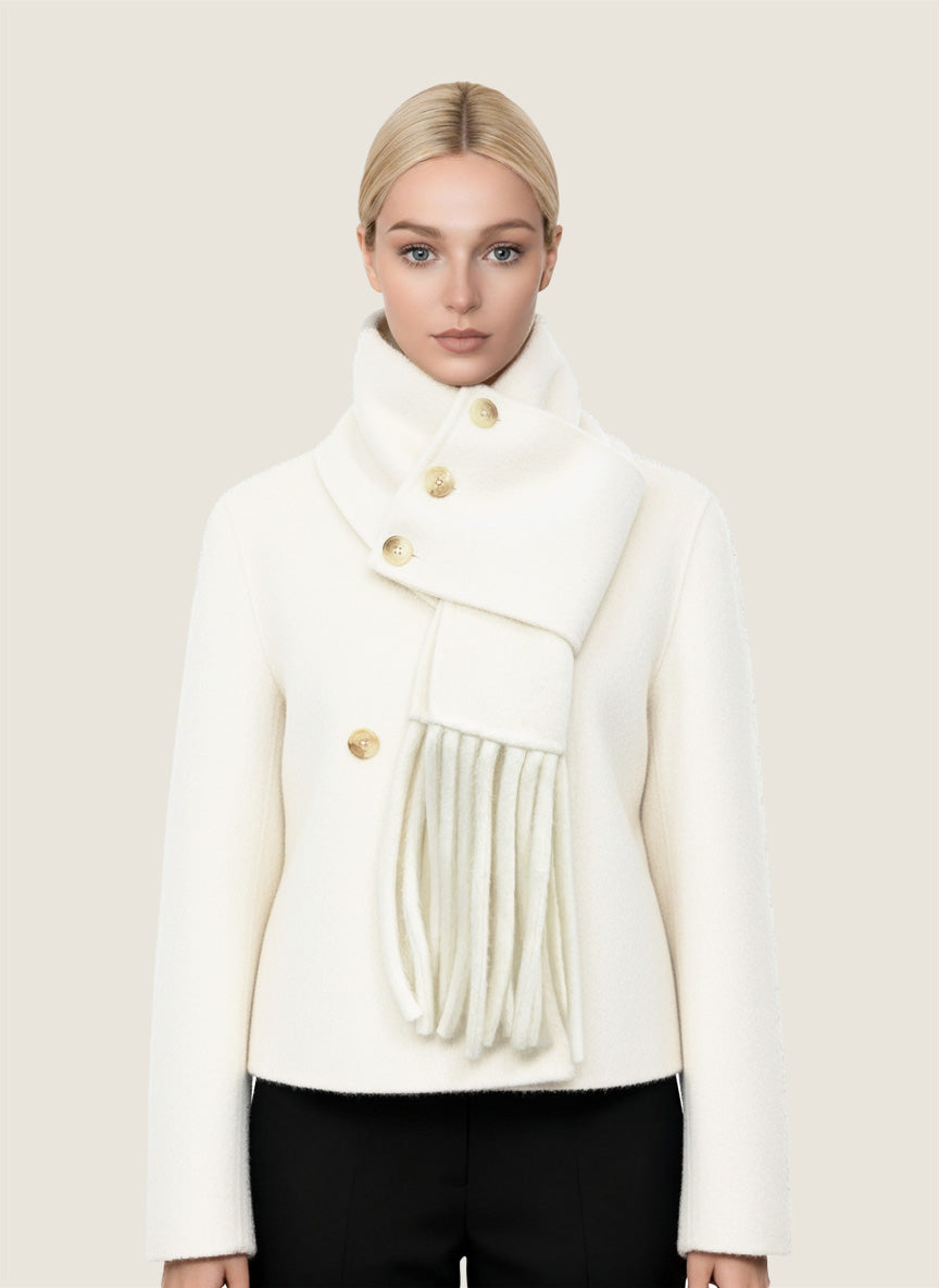 Double-Breasted Wool Jacket with Scarf Detail M31N