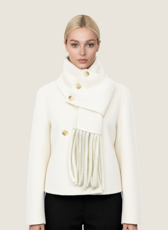 Double-Breasted Wool Jacket with Scarf Detail M31N