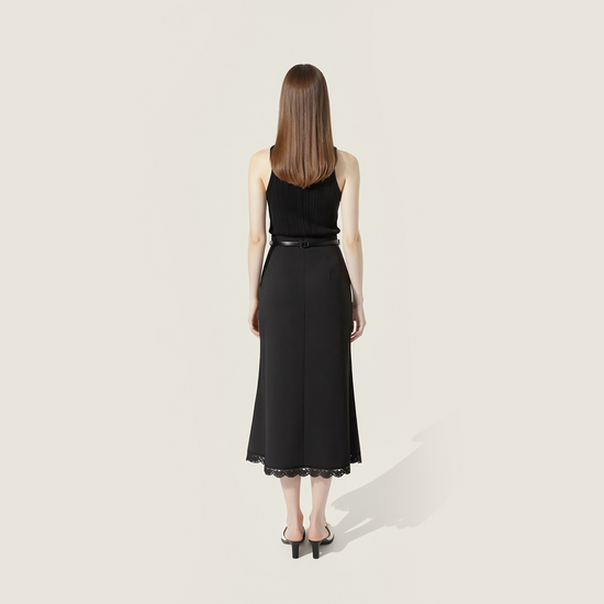 Satin Lace Midi Skirt A10441