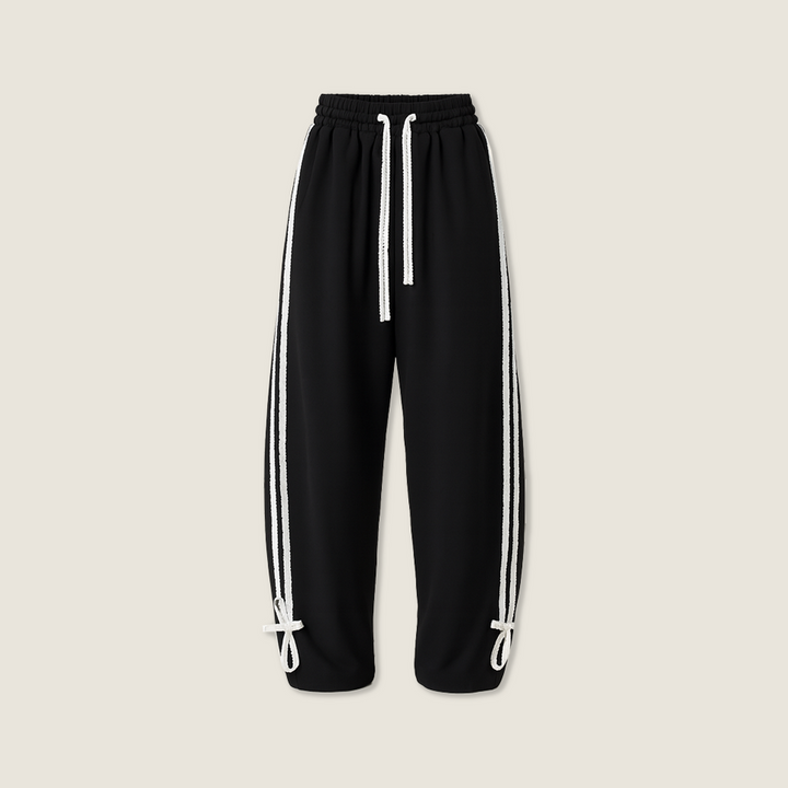 Women's Drawstring Sweatpants with Side Stripes and Tie Cuffs-Trendy Casual Joggers A10080