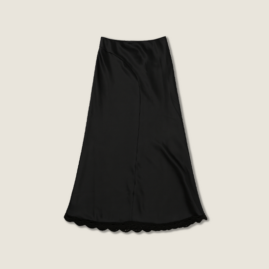 Satin Lace Midi Skirt A10441