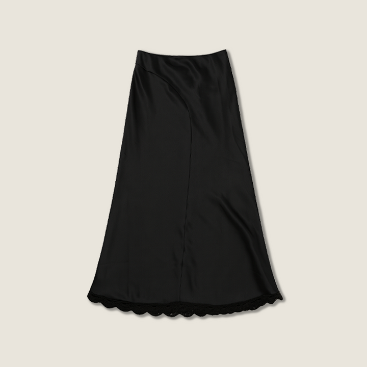 Satin Lace Midi Skirt A10441