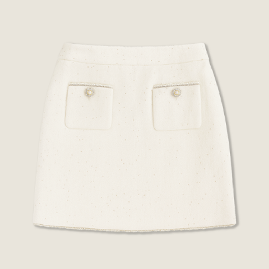 Embellished Wool-Cotton Mini Skirt A10446