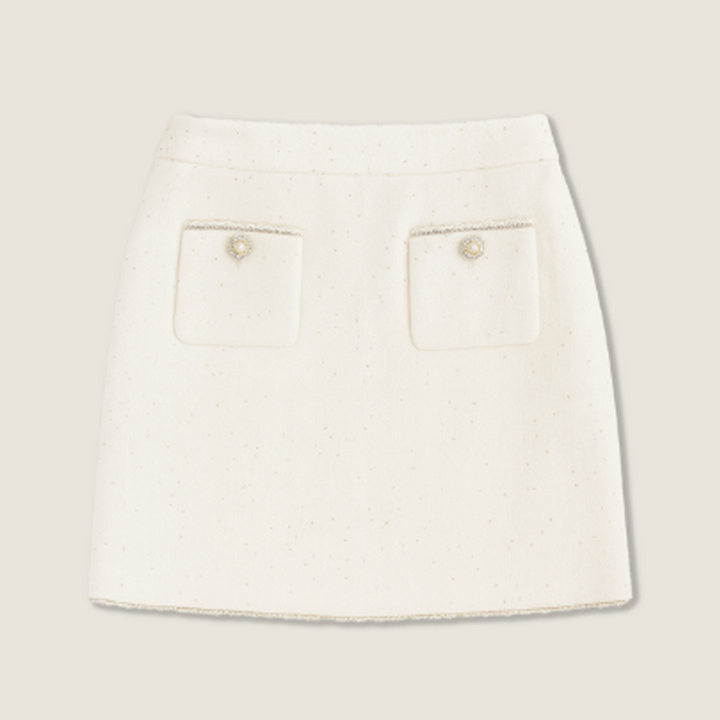Embellished Wool-Cotton Mini Skirt A10446